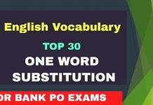 Top 30 One Word Substitution , English Vocabulary for SBI PO | Bank PO Exams