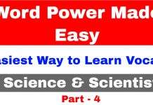 Word Power Made Easy Series SCIENCE & SCIENTIST FOR SBI PO | IBPS PO | BANK PO | CAT | Part 4