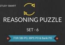 REASONING PUZZLE FOR SBI PO, IBPS,ON NEW PATTERN SET 6